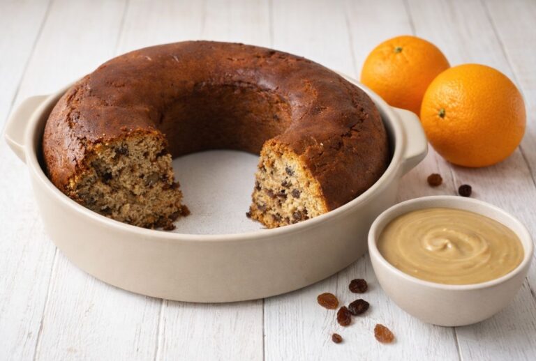 Σαρακοστιανό κέικ με ταχίνι, πορτοκάλι, σταφίδες και καρύδια