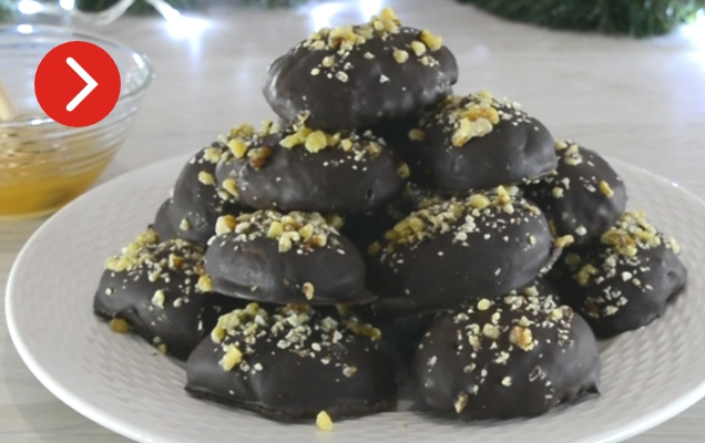 Μελομακάρονα με επικάλυψη σοκολάτας