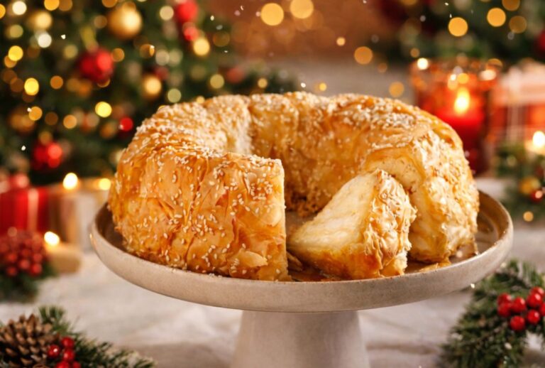 Γιορτινή τυρόπιτα στη φόρμα του κέικ